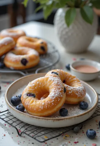 Blueberry Doughnut tálalva porcukorral