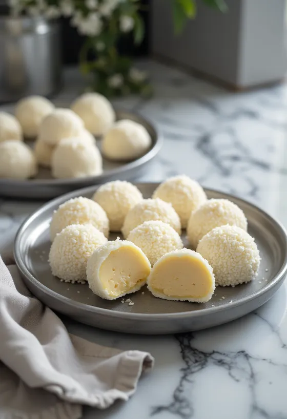 Brigadeiro fehércsokival golyók színes cukorgolyóban, tálalva