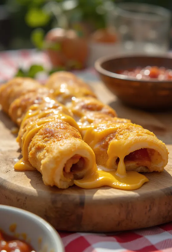 Chimichanga aranybarnára sütve, töltve fűszeres marhahússal, babpürével, paradicsommal és sajttal