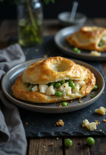 Cornish pasty halas töltelékkel, frissen kisült, ropogós tésztával