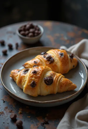 Csokipasztillás croissant tálalva