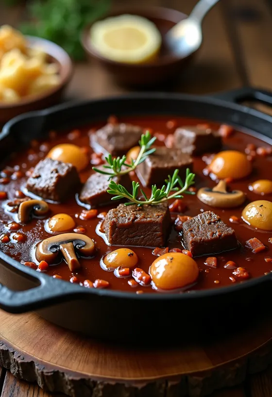 Burgundi marharagu tálban