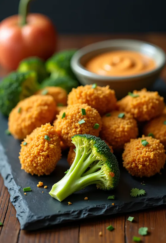 Keto rántott brokkoli mártogatóssal