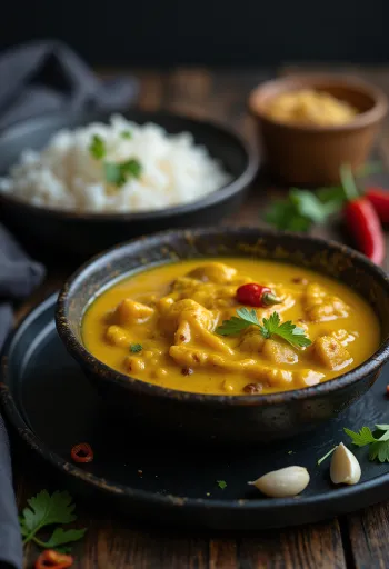 Kókusztejes chilis curry szósz tálalva