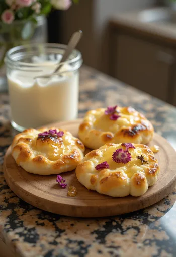 Kurut rózsavízzel, egy tálban tálalt pite rózsavíz hintéssel