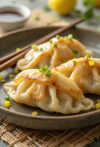 Lemongrass Chicken Gyoza szójaszószos tálalásban