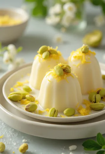 Malai kulfi jégkrém tálalva rózsavirággal és földimogyoróval díszítve