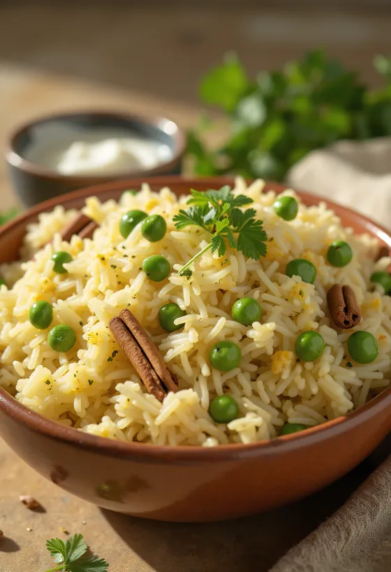 Matar Pulao frissen tálalva