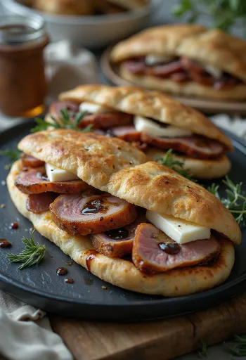 Piadina sült kacsamellel és camembert-rel tálalva