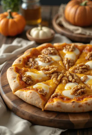 Frissen sült sütőtökös pizza