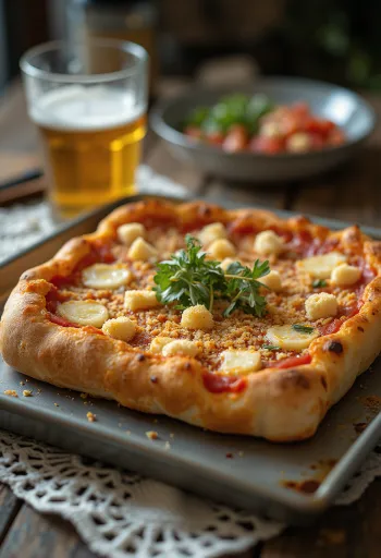 Pizza Siciliana – Szicíliából, vastag tésztával és négyzet alakú szeletekkel tálalva