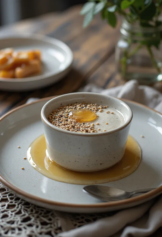 Szezámmagos panna cotta pohárban
