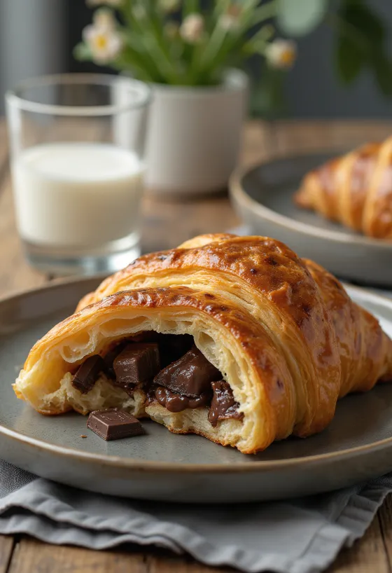 Teljes kiőrlésű croissant tálalva