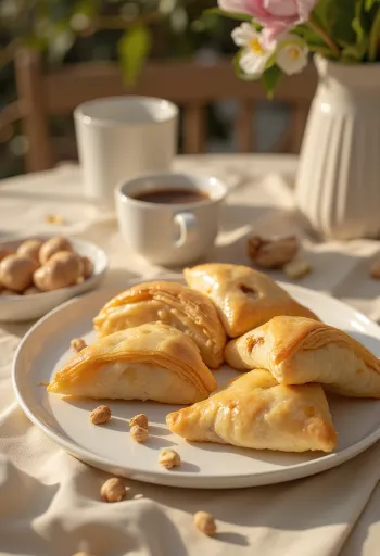 Törökmogyorós és vaníliás samosa sült tálalásban