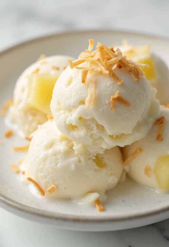 Alkoholmentes pina colada fagylalt tálalva