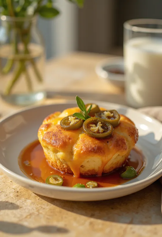 BBQ grillezett jalapeno cheddar muffin tálalva