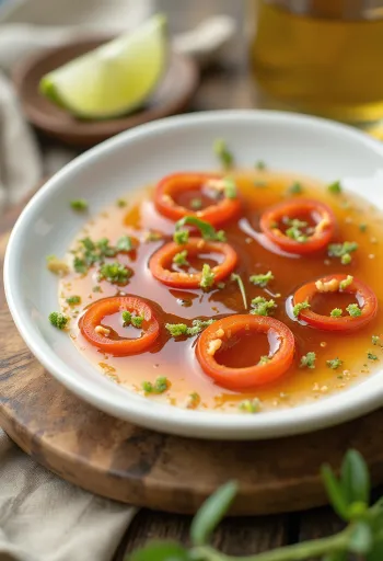 Füstölt paprikás gyömbéres lime chili szósz tálalva