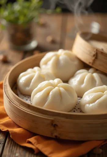 Frissen gőzölt kínai mantou gombóc