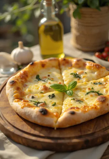 Frissen sült fokhagymás pizza