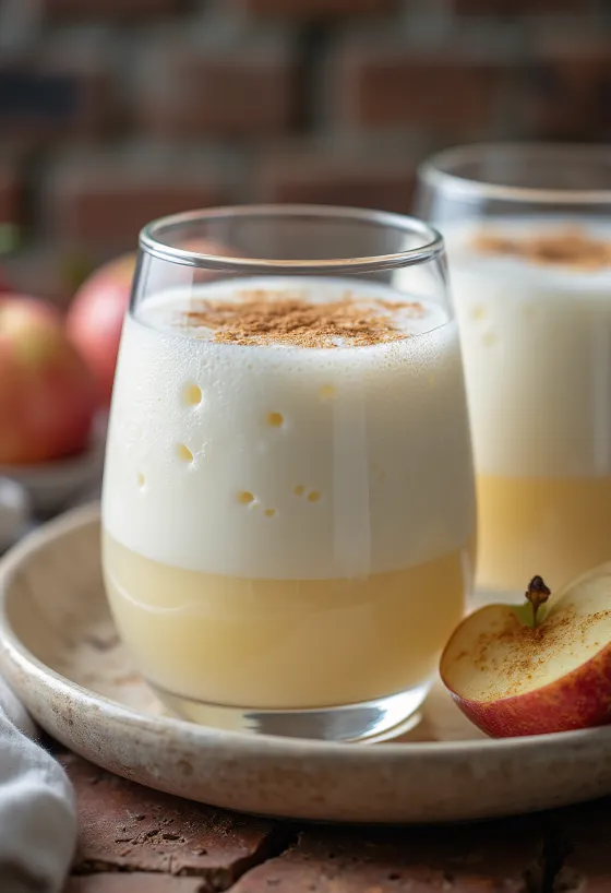 Probiotikus túrós kefir almalével frissen tálalva