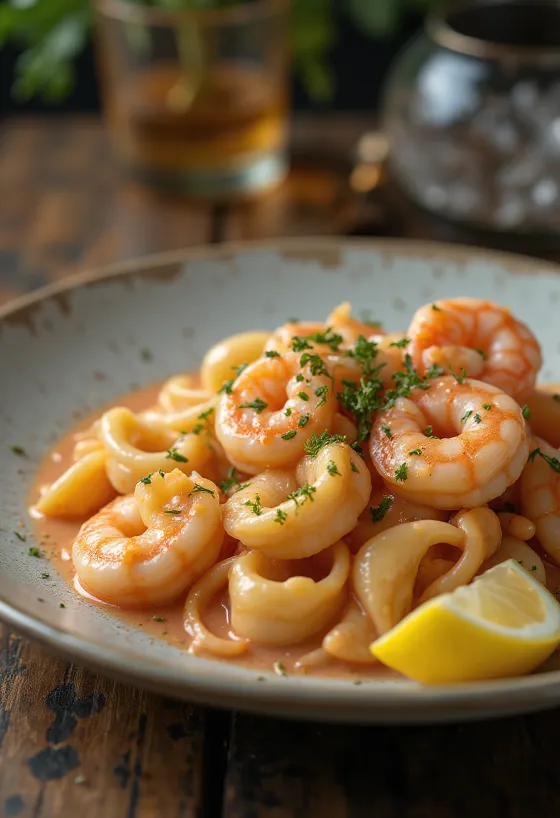 Tenger gyümölcseivel készült gnocchi tálalva