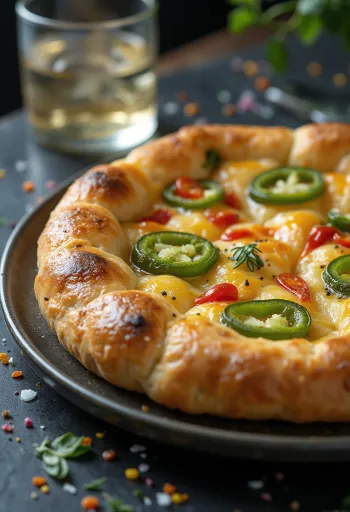 Tüzes chilis és jalapeños focaccia tálalva