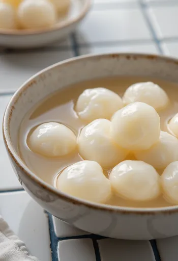 Jujube pürés Tangyuan, kínai édesség rizsliszt gombócokkal és jujube pürével