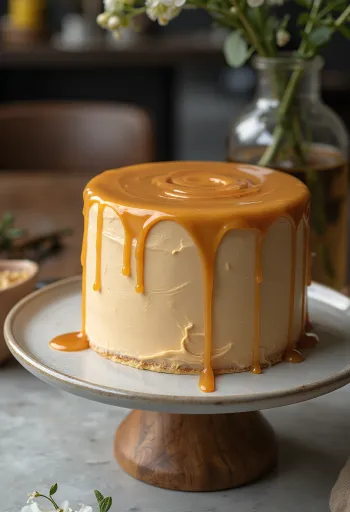 Karamellás torta tálalva