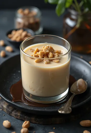 Mogyoróvajas panna cotta tálalva
