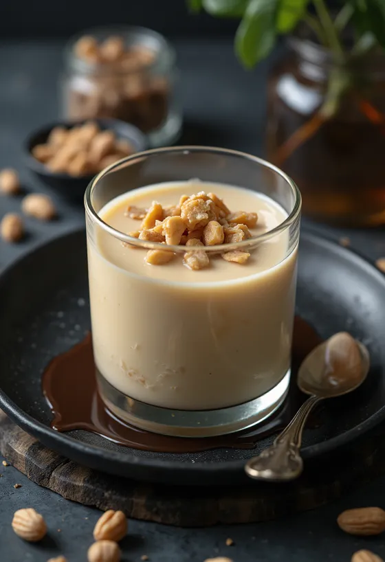 Mogyoróvajas panna cotta tálalva