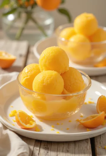 Narancs sorbet házi készítésű frissítő desszert
