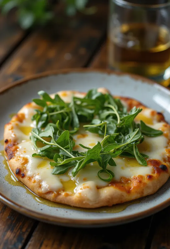 Pizza Bianca con Rucola rukkolával és sajttal