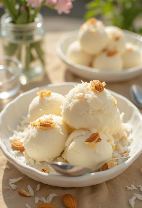 Raffaello Ice Cream fagylalt tálalva