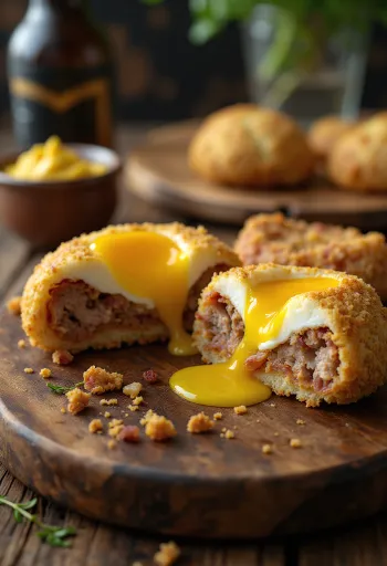 Scotch egg bacon és sajttal, ropogós panírban