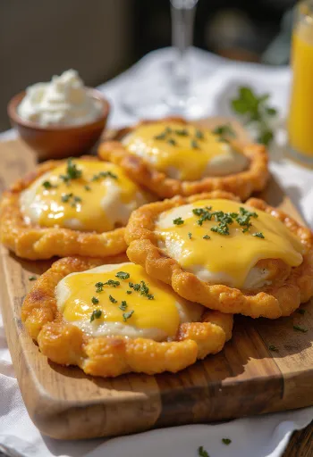 Sopaipilla chilena sajttal tejföllel tálalva