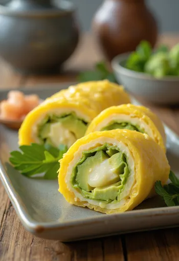 Tamagoyaki avokádóval, omlett gazdag avokádós töltelékkel