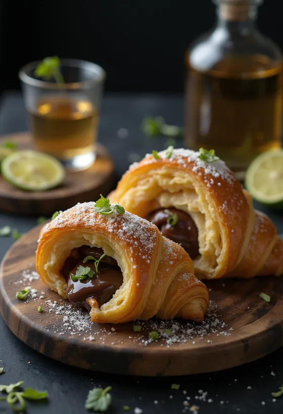 Tequilás croissant tálalva