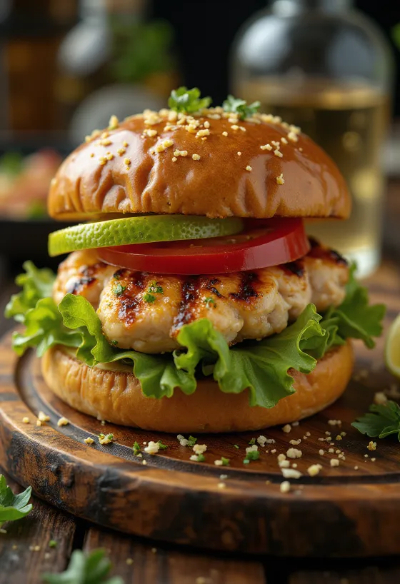 Tequilás Lime Burger tálalva