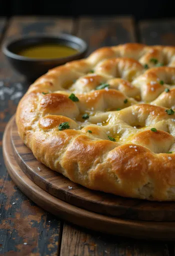 Ultra könnyű, magas kelesztésű focaccia tálalva
