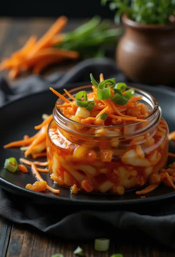 Csípős kimchi tálalva