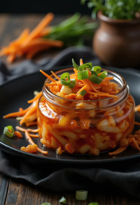 Csípős kimchi tálalva