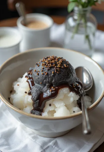 Friss fekete szezámos bingsu, egy tökéletes nyári desszert