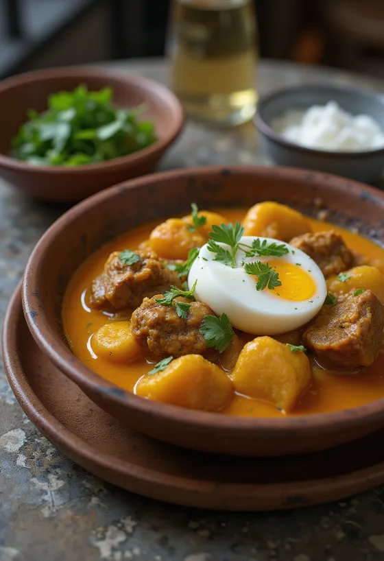 Kare-Kare túrós, gazdag húsos és földimogyorós szósszal, padlizsánnal és zöldségekkel