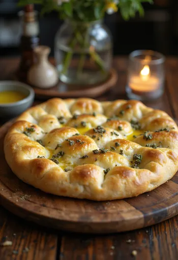 Keto diétás mandulalisztes focaccia tálalva