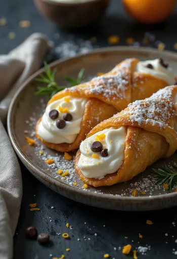 Ricottás cannoli tálalva
