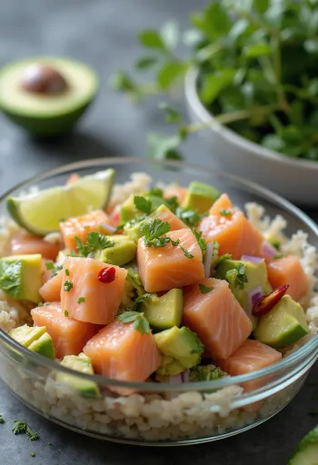 Lomi salmon avokádóval, friss és egészséges étel