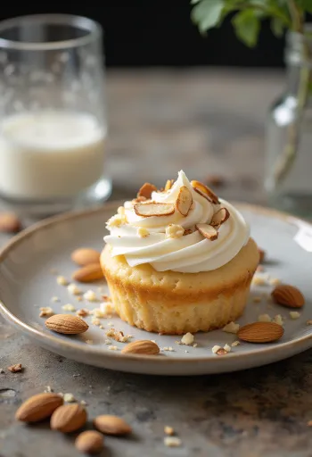 Mandulás cupcake tálalva