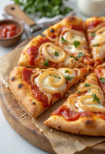 Pizza con Cipolla hagymával és mozzarellával