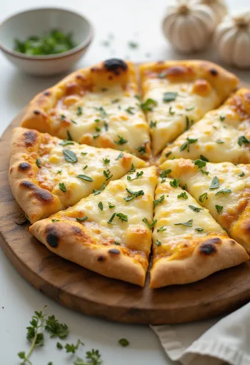 Quattro Formaggi pizza fokhagymás olajjal tálalva
