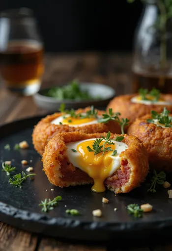 Scotch egg chorizo kolbásszal, ropogós bundával